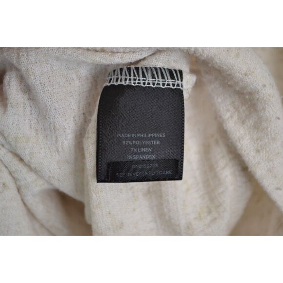 Madison Grey Women's Small Cream Linen Blend Side Tie Short Sleeve Top - Picture 7 of 12